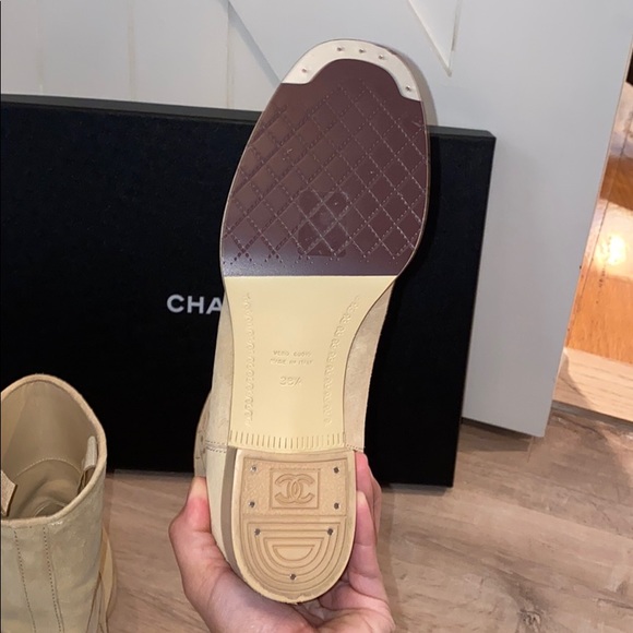 brand new Chanel suede calfskin short beige boots - Picture 8 of 11